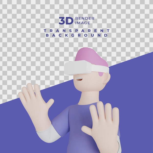 PSD 3d-метавселенный человек в виртуальной реальности, иллюстрация 4