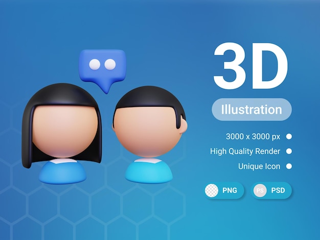 3D Mężczyzna i kobieta robią dyskusję