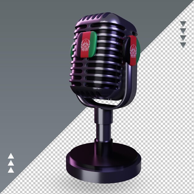 3d microphone afghanistan flag rendering right view