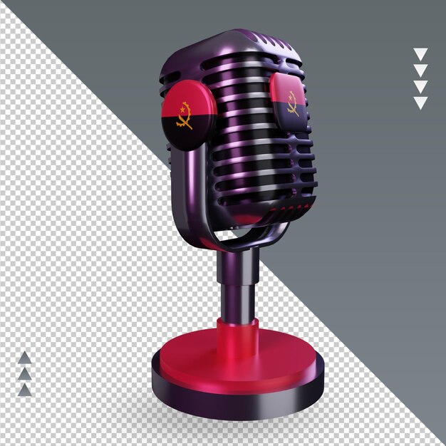 PSD 3d микрофон рендеринг флага анголы вид слева