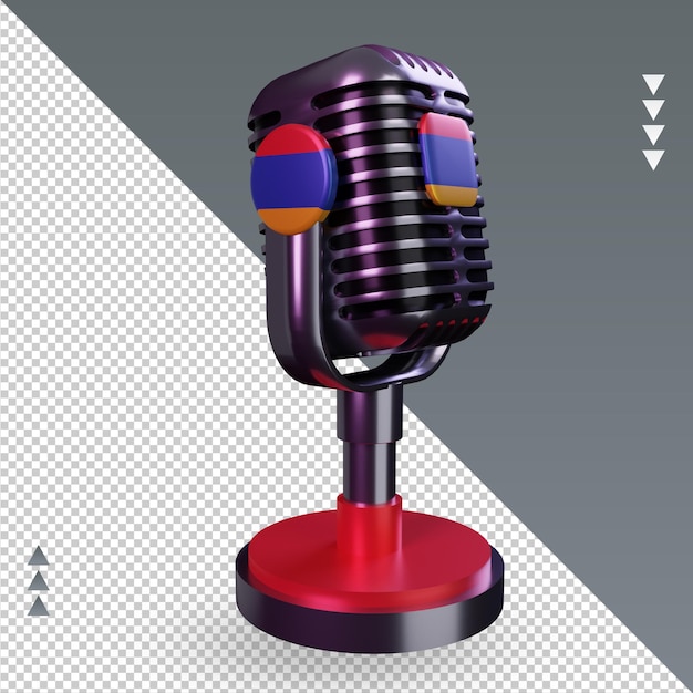 3d microphone armenia flag rendering left view