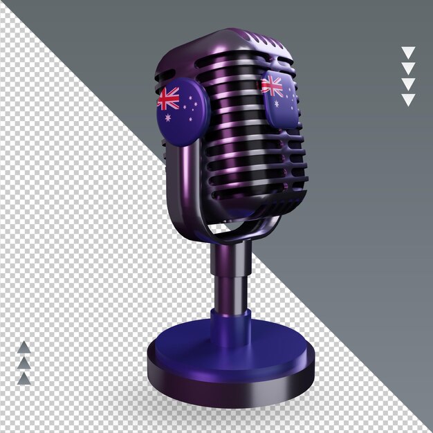 3d microphone australia flag rendering left view