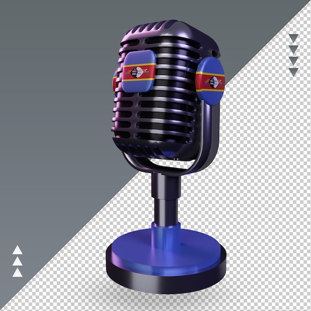 3d microphone eswatini flag rendering right view