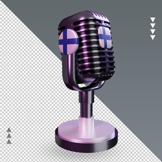 3d microphone finland flag rendering left view