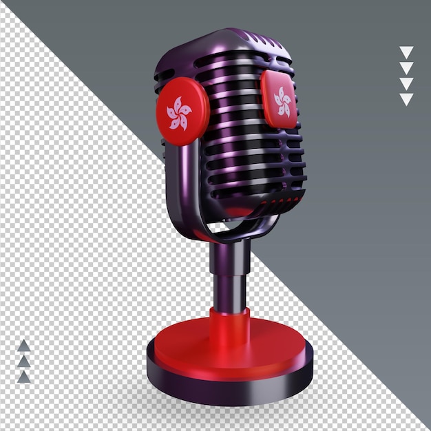 PSD 3d microphone hongkong flag rendering left view
