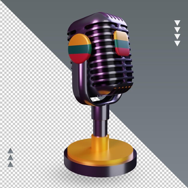 3d microphone lithuania flag rendering left view