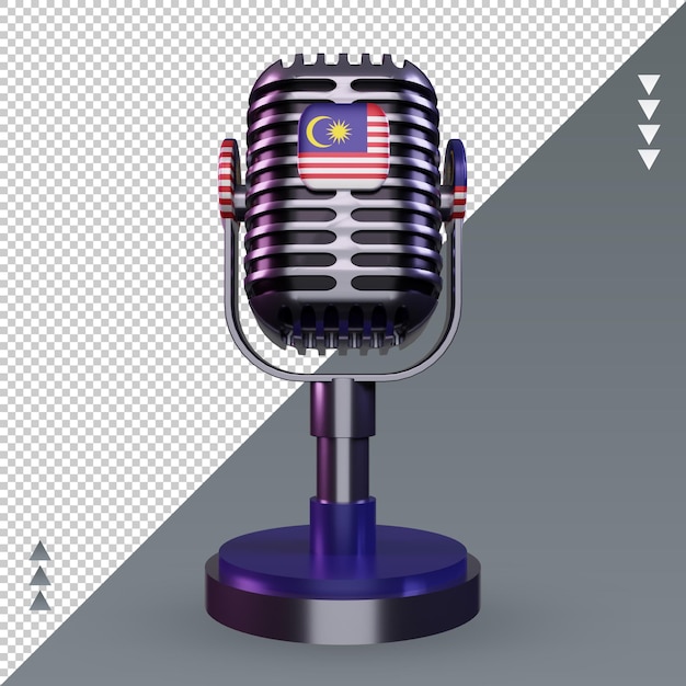 PSD 3d microphone malaysia flag rendering front view
