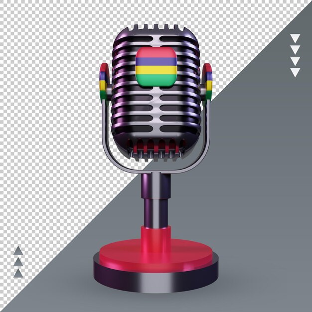 PSD 3d microphone mauritius flag rendering front view