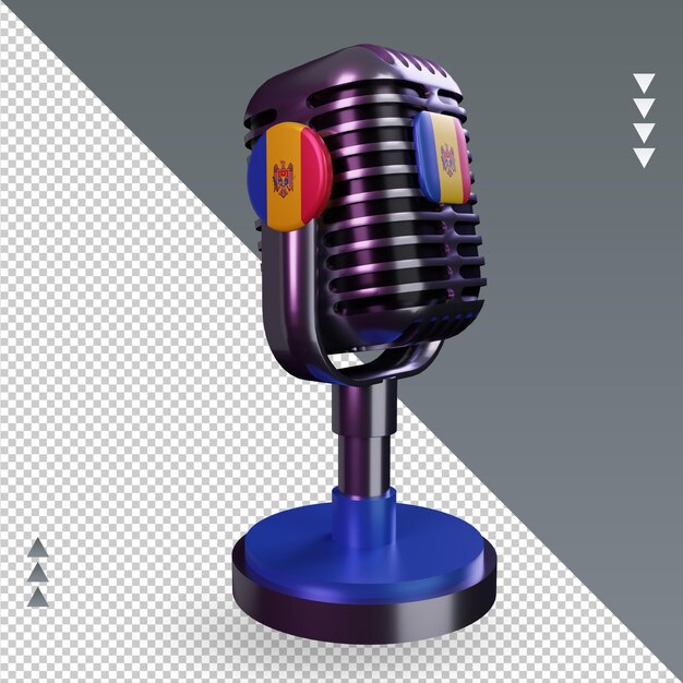 PSD 3d microphone moldova flag rendering left view