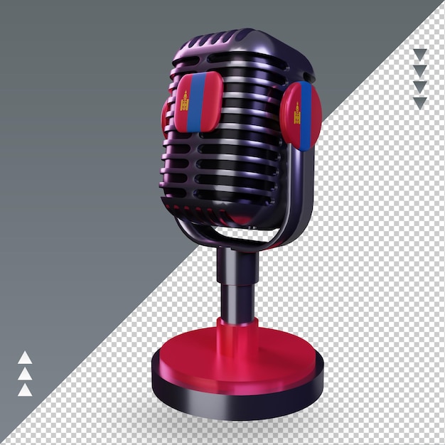 PSD 3d microphone mongolia flag rendering right view