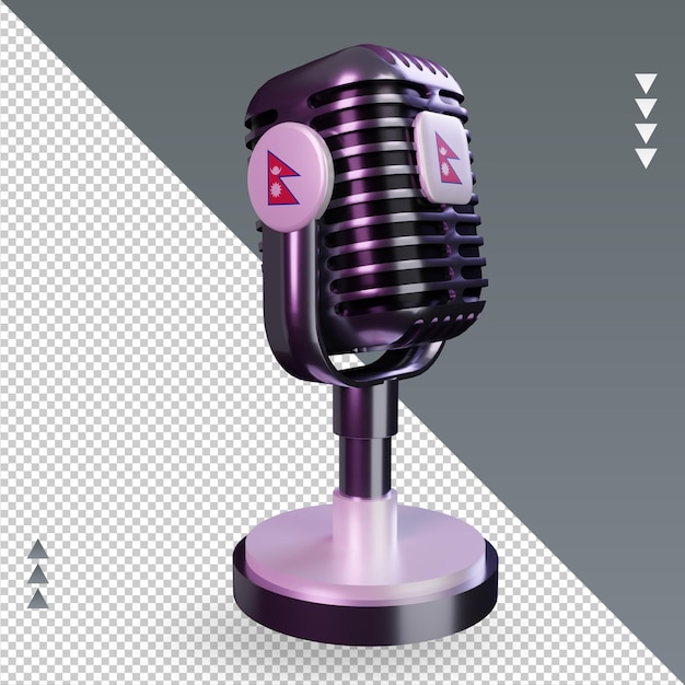 PSD 3d microphone nepal flag rendering left view