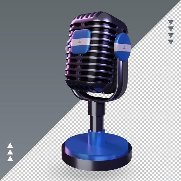 3d microphone nicaragua flag rendering right view