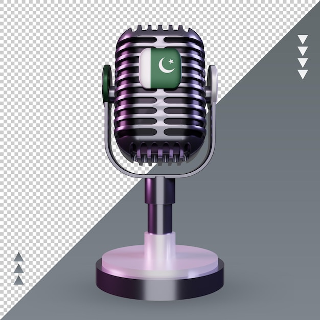 3d microphone pakistan flag rendering front view