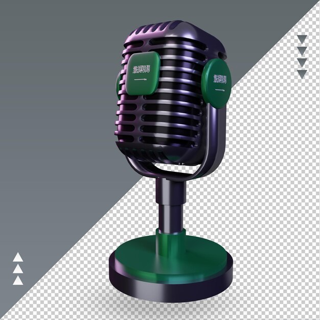 PSD 3d microphone saudi arabia flag rendering right view