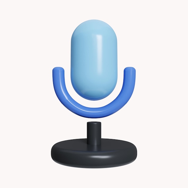 3d microphone sound record podcast symbol turn on turn off microphone radio mic sign icon isolated on white background 3d rendering illustration clipping path