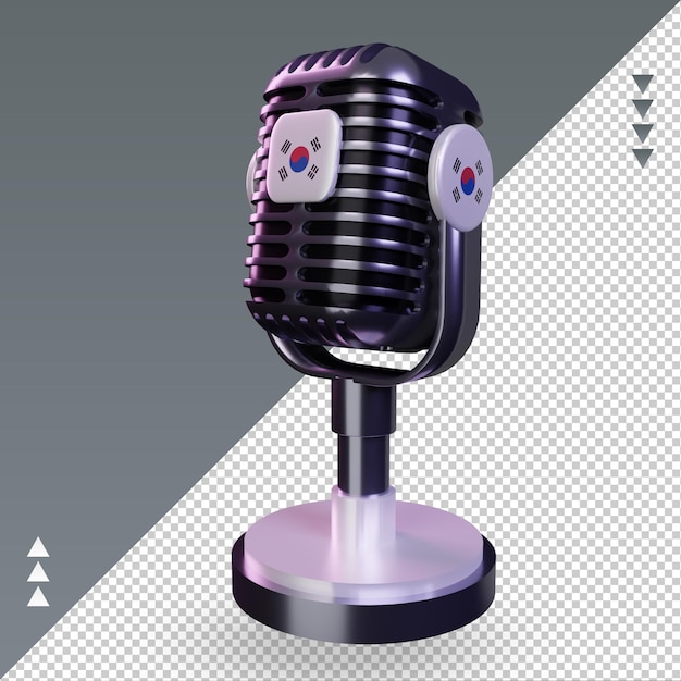 3d microphone south korea flag rendering right view