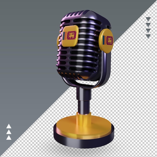 3d microphone sri lanka flag rendering right view