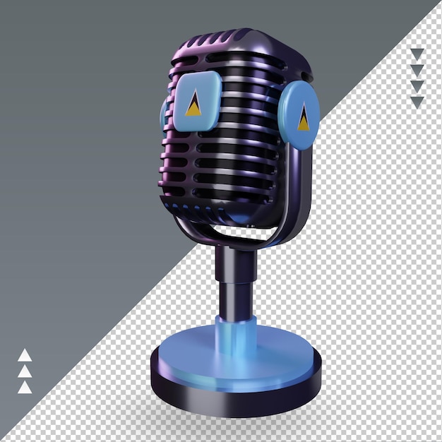 PSD 3d microphone st lucia flag rendering right view