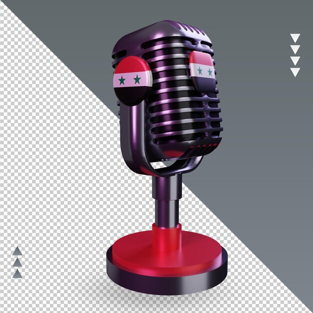 3d microphone syria flag rendering left view