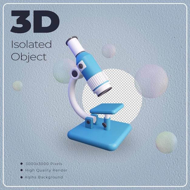 PSD oggetto isolato microscopio 3d con rendering di alta qualità
