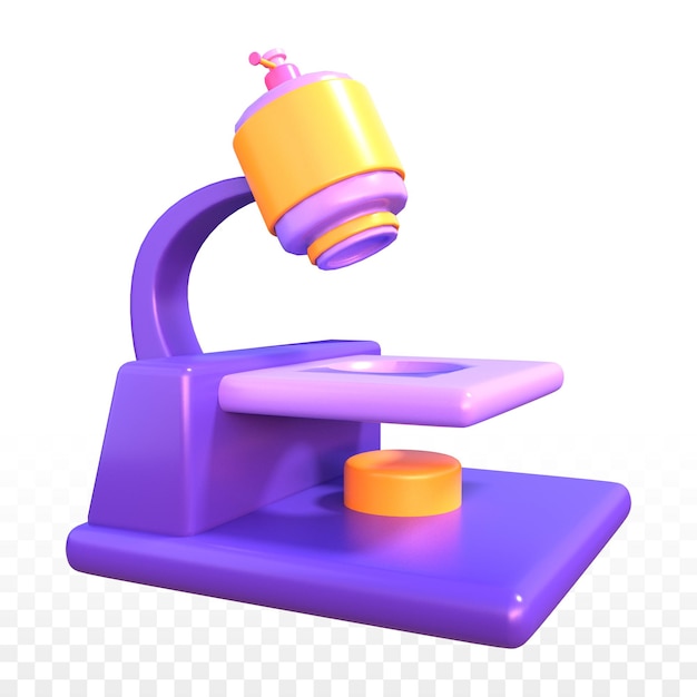 3D microscope lab icon with transparent background