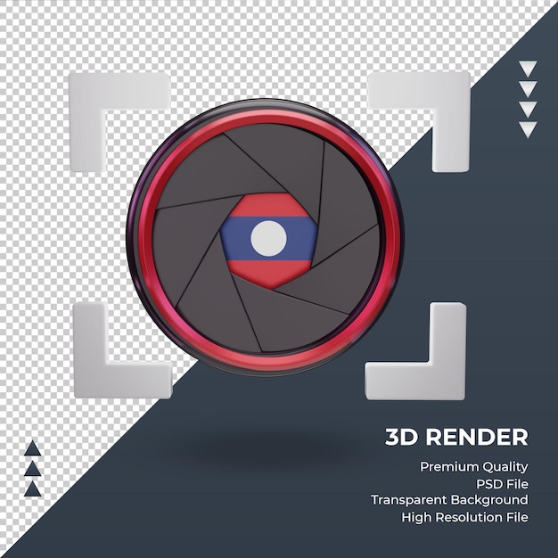 PSD 3d migawka aparatu flaga laosu renderująca widok z przodu