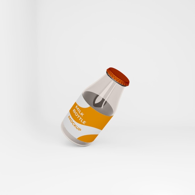 3d milk bottle mockup design