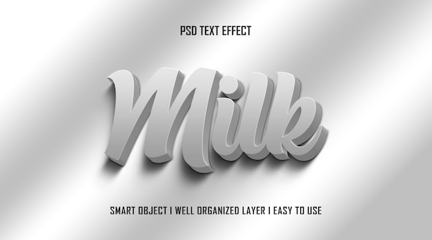 3d milk editable text effect template