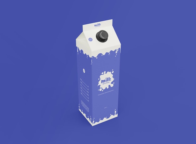 PSD 3d milk juice carton mockup