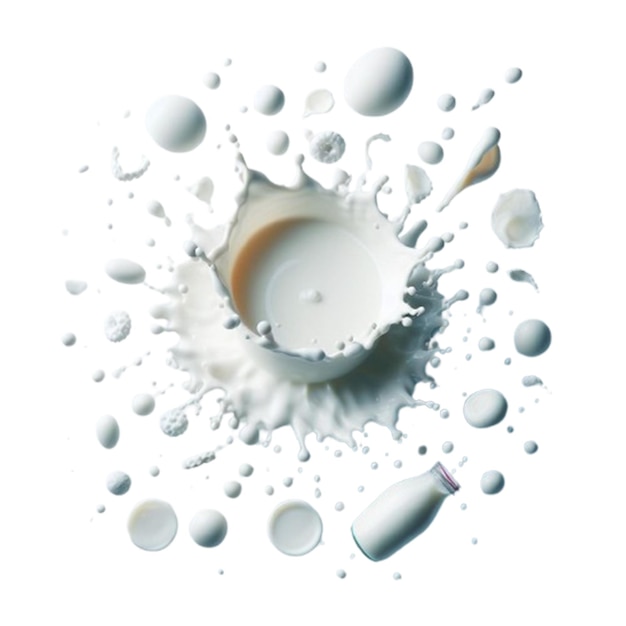 3d milk splash in a white background psd