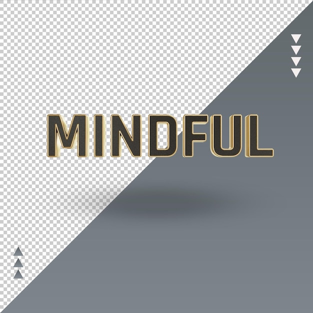 3d mindful icona oro nero rendering vista frontale