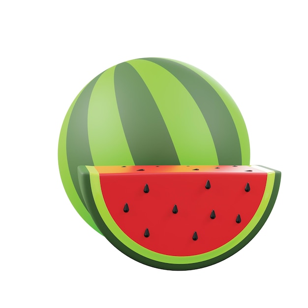 PSD 3d minimaal icoon zomer fruit watermeloen