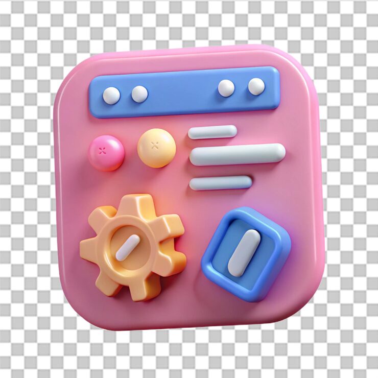 PSD 분홍색 배경 웹 uiux 디자인 소프트웨어 개발자 개념 프로그래밍 응용 프로그램 프로젝트 3d 렌더링 그림에 3d 최소 만화 코딩 언어 개발