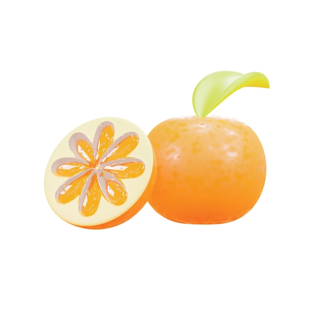 3d minimal icon summer fruit orange