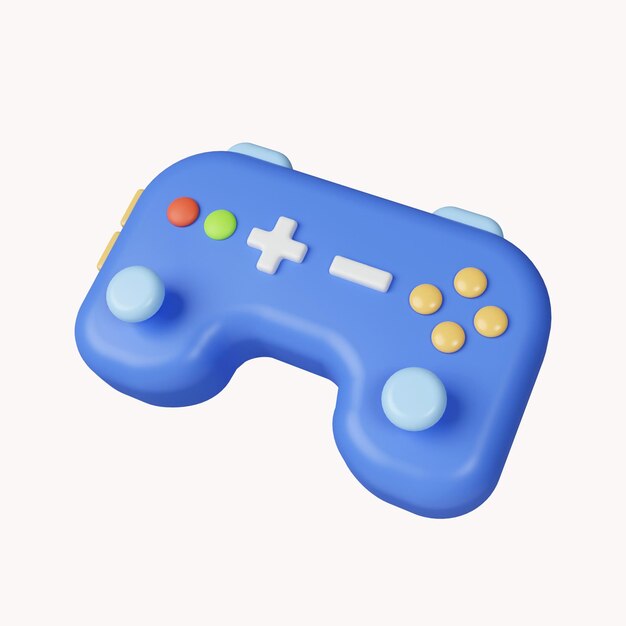 PSD controller di gioco con joystick minimo 3d icona di intrattenimento per videogiochi isolata su sfondo bianco illustrazione del rendering 3d percorso di ritaglio