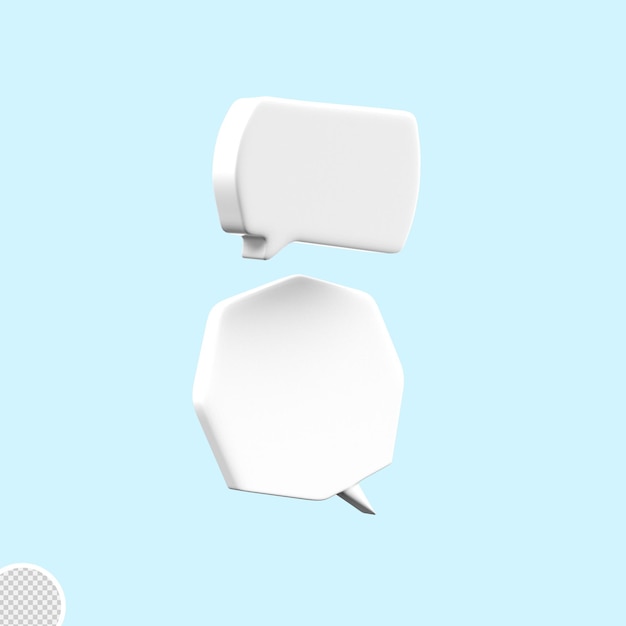 PSD 3d minimal white bubbles chat icon transparent background messages icon 3d rendering illustration