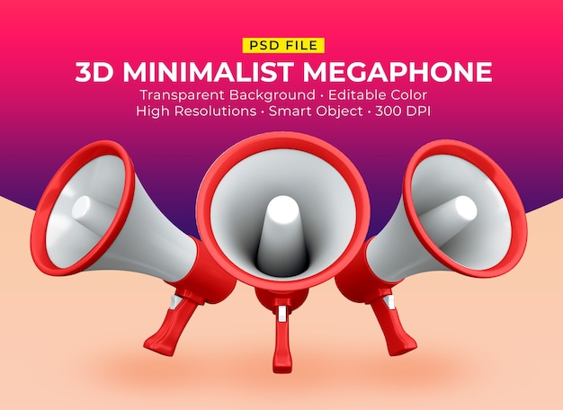 PSD creatore di scene del megafono minimalista 3d modificabile