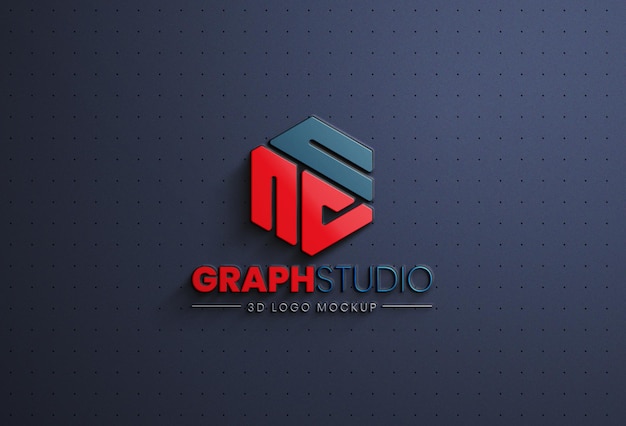 PSD mockup di logo a parete minimalista 3d