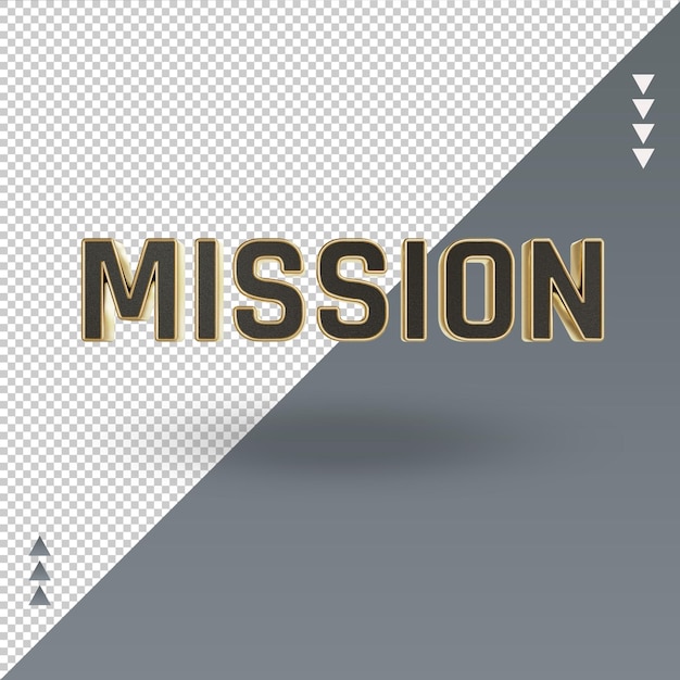 PSD 3d misja czarna ikona złota renderująca widok z przodu