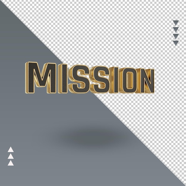 PSD 3d mission icona oro nero rendering vista sinistra