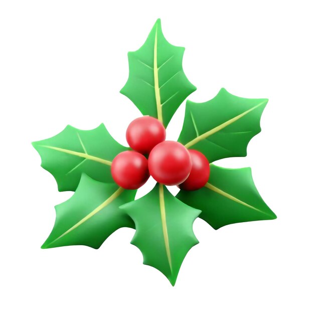 PSD 3d mistletoe christmas concept high quality render illustrations and icon