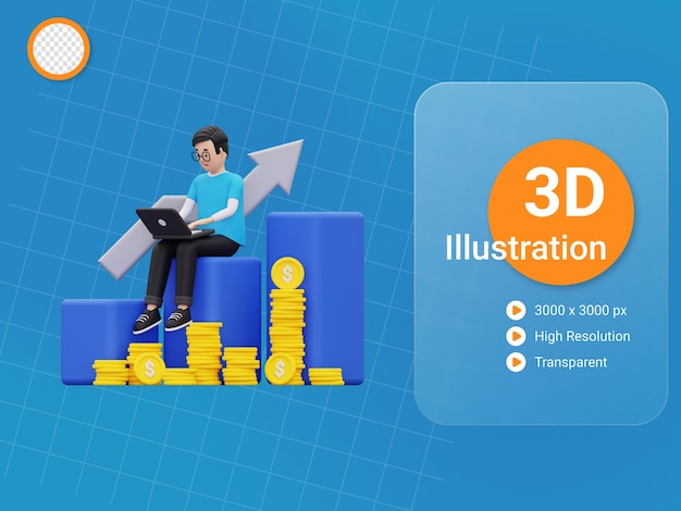 3d Młodzi Ludzie Robią Ilustrację Inwestycji Finansowych