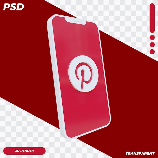 3D-mobiele telefoon met Pinterest-pictogram