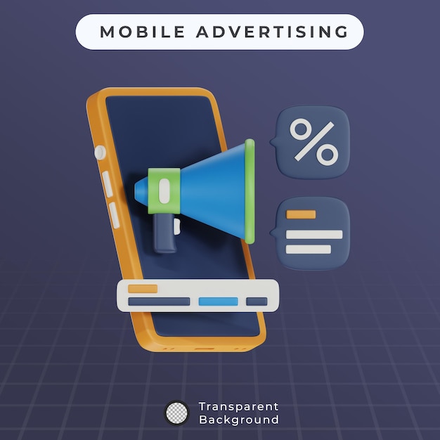 PSD 3d mobile advertising illustration