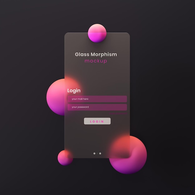 3d mobile interface presentation glassmorphism mockup with blurred or frosted glass morphism effects