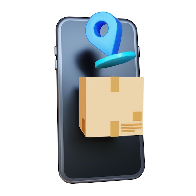 3D Mobile Package Tracking met Location Pin Online Delivery Service E-commerce Logistiek