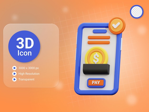 PSD iconica di pagamento mobile 3d