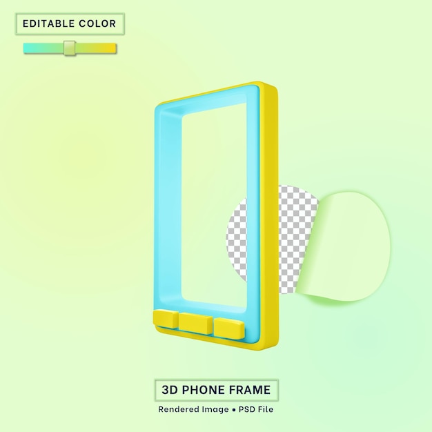 Icona della cornice del telefono cellulare 3d che fluttua colore modificabile