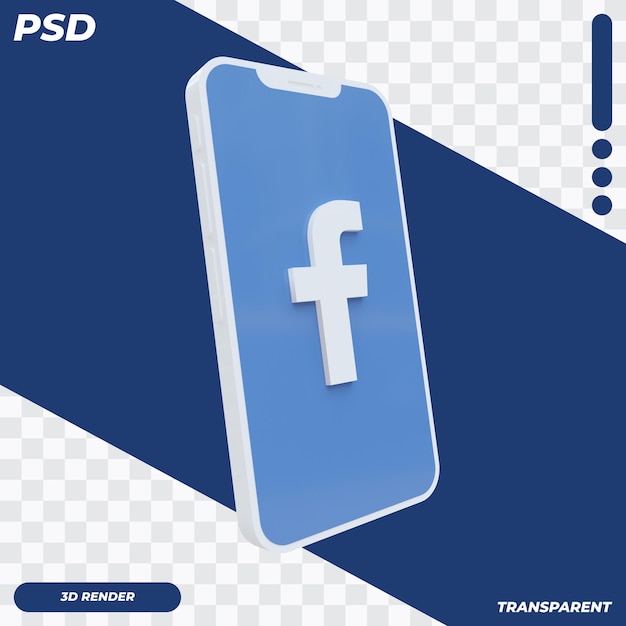 3d мобильный телефон со значком facebook