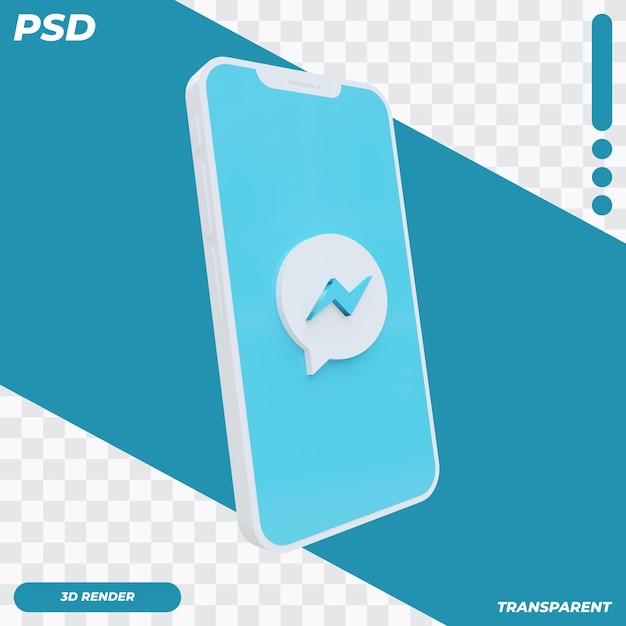 PSD 3d mobile phone with facebook messenger icon